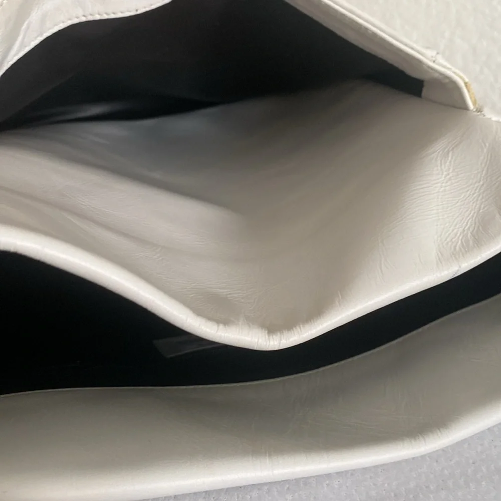 FRENCHY of California Elegant White Leather Shoulder Bag. Made in USA